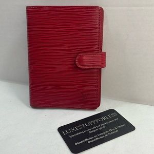 Authentic LOUIS VUITTON, red EPI leather agenda wallet PM small